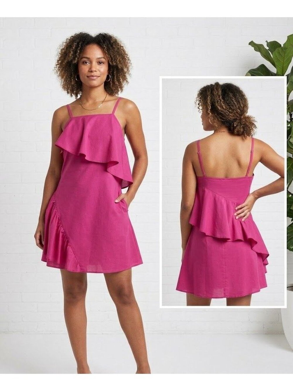 Lulus XS Pink Ruffle Spaghetti Strap Dress